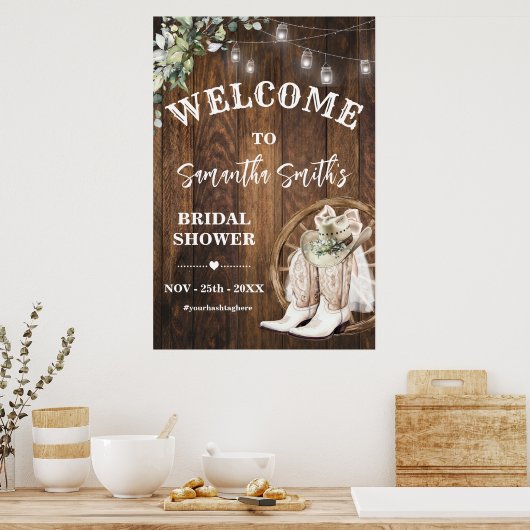 Greenery Western Willkommen Cowgirl Brautparty Poster (Küche)