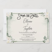 Greenery Whimsical Save The Date Invitation Einladung (Vorderseite)