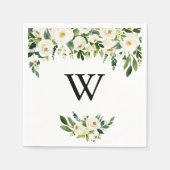 Greenery White Autumn Floral Monogram Wedding Serviette (Vorderseite)