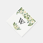 Greenery White Autumn Floral Monogram Wedding Serviette (Ecke)