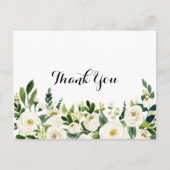 Greenery White Autumn Floral Vielen Dank Postkarte (Vorderseite)