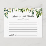 Greenery White Autumn Floral Wedding Advice Card Postkarte<br><div class="desc">Diese weiße,  im Herbst blumengeschmückte Hochzeitsratenkarte ist perfekt für eine rustikale Hochzeit. Das Design besticht durch elegante,  weiße,  Aquarellbäume mit grünem Blattwerk. Diese Karten sind ideal für Hochzeiten,  Brautparty,  Babydusche,  Graduiertenfest u.v.m. Personalisieren Sie die Karten mit den Namen der Braut und Bräutigam,  den Eltern,  die Sie werden oder Absolvent.</div>