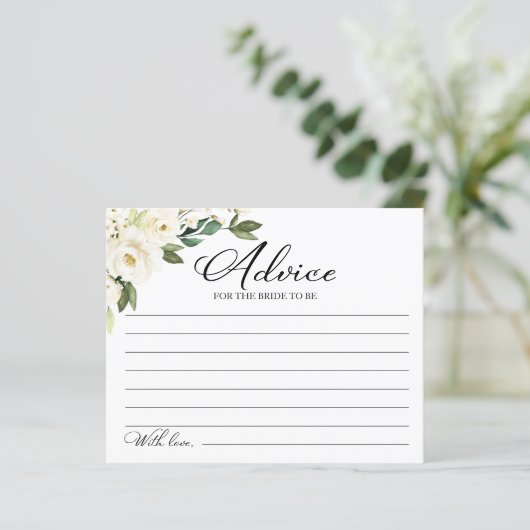 Greenery White Blume Brautparty Advice Cards (Stehend Vorderseite)