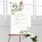 Greenery White Blume Gold Brautparty Willkommen Poster