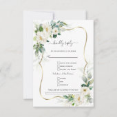 Greenery White Blume Gold Song Anfrage Hochzeit RSVP Karte (Vorderseite)