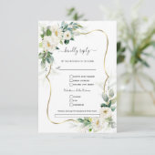Greenery White Blume Gold Song Anfrage Hochzeit RSVP Karte (Stehend Vorderseite)