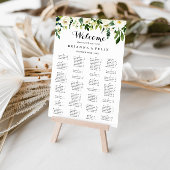 Greenery White Floral Alphabetical Seating Chart Poster