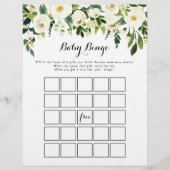 Greenery White Floral Baby Bingo Duschspiel (Vorderseite)