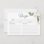 Greenery White Floral Brautparty Rezept Cards (Vorderseite)