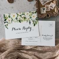 Greenery White Floral Menu UAWG Postkarte