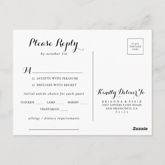 Greenery White Floral Menu UAWG Postkarte (Rückseite)