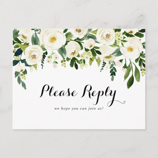 Greenery White Floral Menu UAWG Postkarte (Vorderseite)