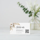 Greenery White Floral QR code Begleitkarte (Stehend Vorderseite)