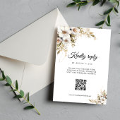Greenery White Floral QR code RSVP Karte