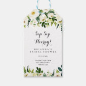 Greenery White Floral Sip Sip Hooray Brautparty Geschenkanhänger (Vorderseite)