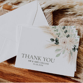 Greenery White Floral Vielen Dank Card Flat VICTOR Dankeskarte