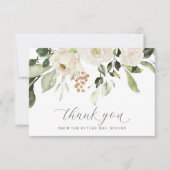 Greenery White Floral Wedding Brautparty Dankeskarte (Vorderseite)