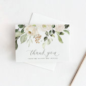 Greenery White Floral Wedding Brautparty Dankeskarte