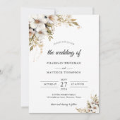 Greenery White Floral Wedding Einladung (Vorderseite)