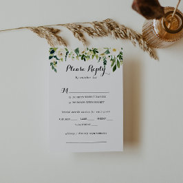 Greenery White Floral Wedding Menü UAWG RSVP Karte