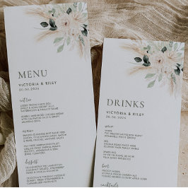 Greenery White Floral Wedding Menu VICTORIA Menükarte