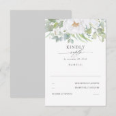 Greenery White Floral Wedding RSVP Karte (Vorne/Hinten)