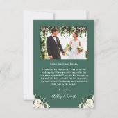 Greenery White Peony Bloral Arch Wedding Foto Dankeskarte (Rückseite)