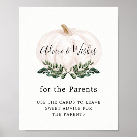 Greenery White Pumpkin Ratgeber und Wünsche Zeiche Poster (Vorne)