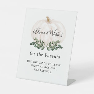 Greenery White Pumpkin Ratgeber und Wünsche Zeiche Sockelschild