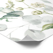 Greenery White Rose Blume Hochzeitsdiagramm Poster (Ecke)
