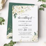 Greenery White Rose Blumengold Blätter Hochzeit Einladung<br><div class="desc">*** Siehe Matching Items: https://zazzle.com/collections/119025318323280662 *** ||| Grüne Weiße Rosen Imitate Gold Foil Blätter Einladung Hochzeit. (1) Für weitere Anpassungen klicken Sie bitte auf den Link "Weiter anpassen" und verwenden Sie unser Designwerkzeug, um diese Vorlage zu ändern. (2) Wenn Sie Thicker-Papiere / Matte Finish bevorzugen, können Sie den Matte Paper...</div>