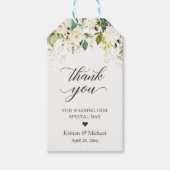 Greenery White Rose Floral Gastgeschenk Hochzeit V Geschenkanhänger (Vorderseite)