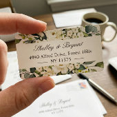 Greenery White Rose Wasserfarbe Blumenadresse Adressaufkleber