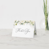 Greenery White Roses Baby Dusche Danke Karte (Vorderseite)