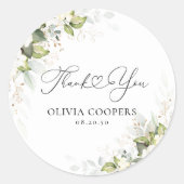 Greenery White Roses Baby Dusche Danke Sticker (Vorderseite)