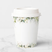 Greenery White Roses Baby Dusche Papier Cups Pappbecher (Rückseite)