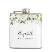 Greenery White Roses Brautparty Flask Flachmann (Vorderseite)