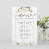 Greenery White Roses Brautparty Game (Stehend Vorderseite)