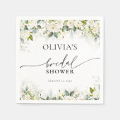 Greenery White Roses Brautparty Napkins Serviette (Vorderseite)