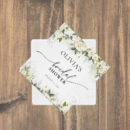 Greenery White Roses Brautparty Napkins Serviette