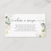 Greenery White Roses Brautparty Rezept Anfrage Begleitkarte (Vorderseite)