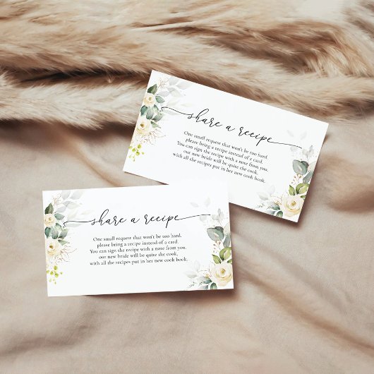 Greenery White Roses Brautparty Rezept Anfrage Begleitkarte