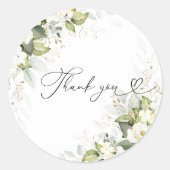 Greenery White Roses Brautparty Runder Aufkleber (Vorderseite)