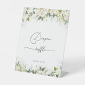 Greenery White Roses Diaper Raffle Sign Sockelschild (Vorderseite)