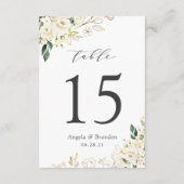 Greenery White Roses Floral Wedding Tischnummer (Rückseite)