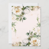 Greenery White Roses & Gold 80th Birthday Einladung (Rückseite)