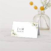 Greenery White Roses Hochzeitsgefaltete Platzkarte (Rückseite)