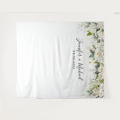 Greenery White Roses Wedding Backdropps Wandteppich (Vorderseite (Horizontal))