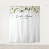 Greenery White Roses Wedding Backdropps Wandteppich (Vorderseite)