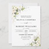 Greenery White Roses Wedding Einladung (Vorderseite)